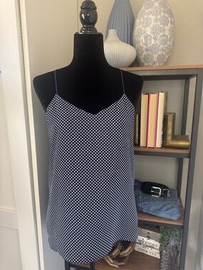 Navy & White Polka Dot Tank - Size M